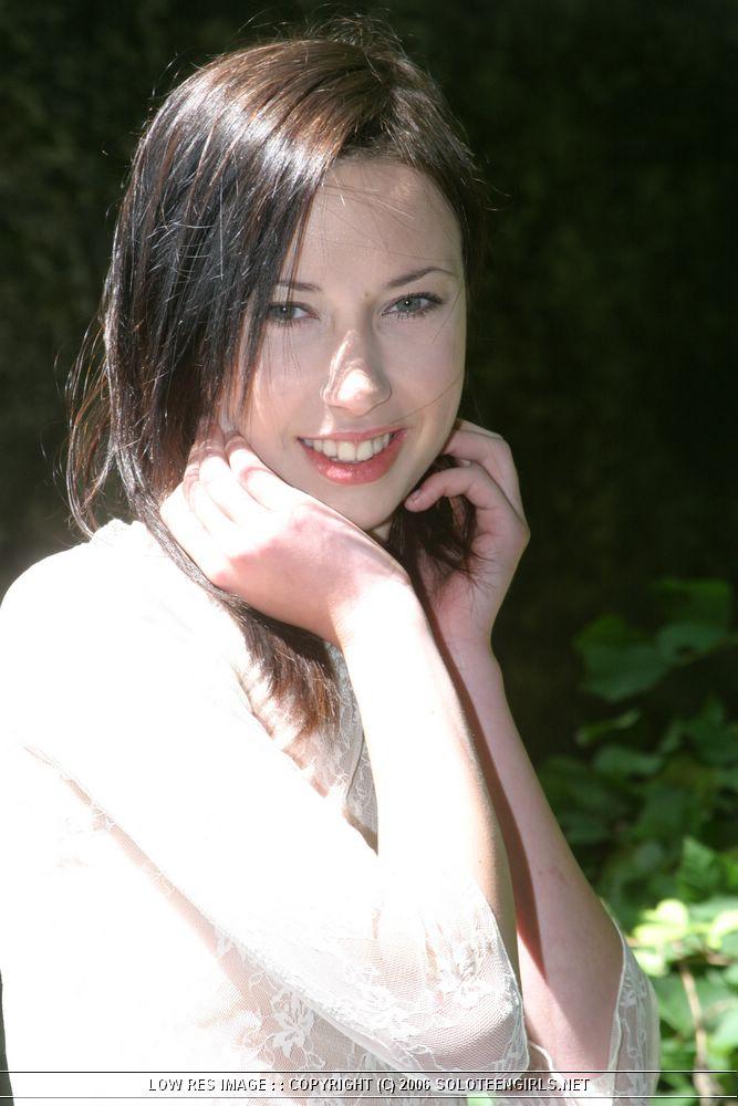 Cute brunette strip in forest - 3