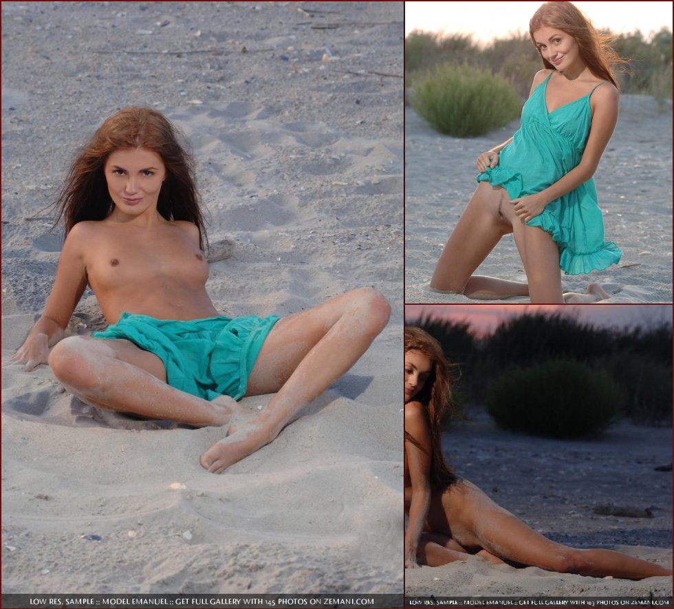 Beautiful Emanuel takes off a blue dress on the beach and stays naked - 23