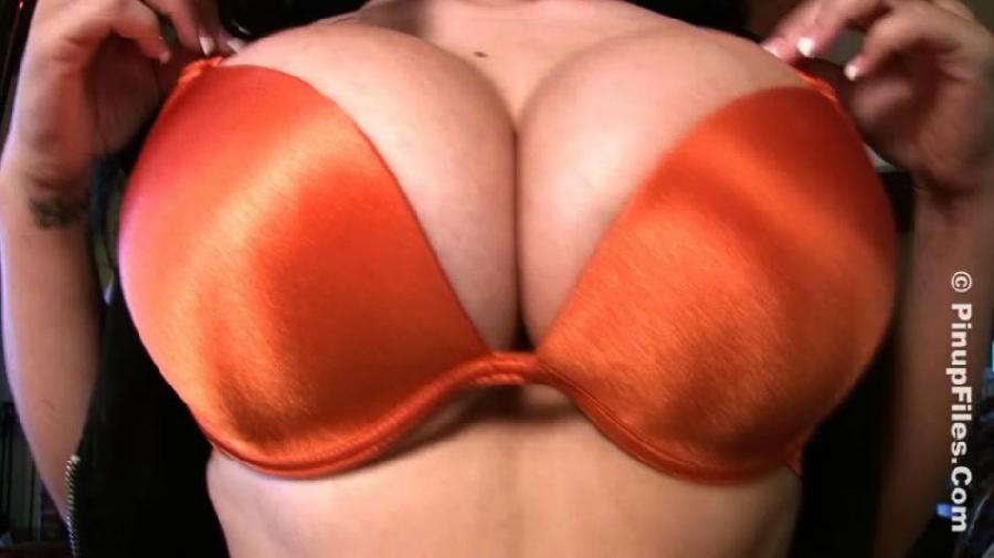 Young Satinee Capona and her huge breasts in orange bra - 8