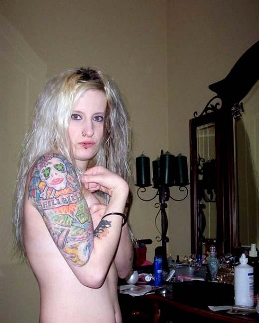 Rocker blonde girl naked and horny - 2