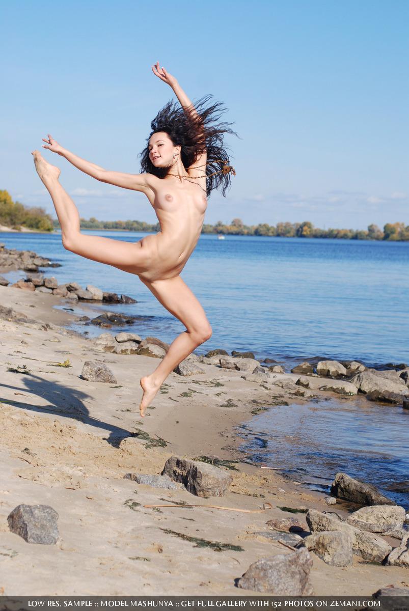 Gorgeous brunette gets naked on the sea beach - Mashunya - 16