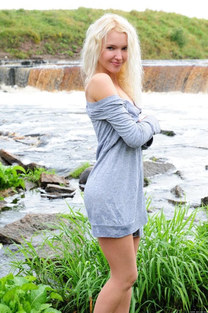 Young blonde and waterfall - Aleksa A - 1