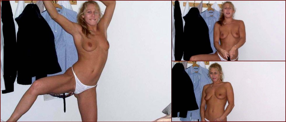 Spunky blonde is removing her underwear - 34