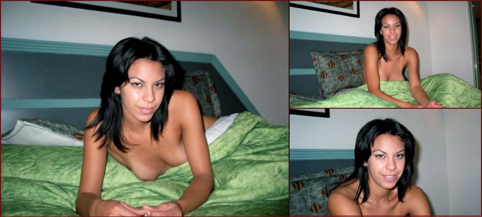 Naked brunette in hotel room - 5
