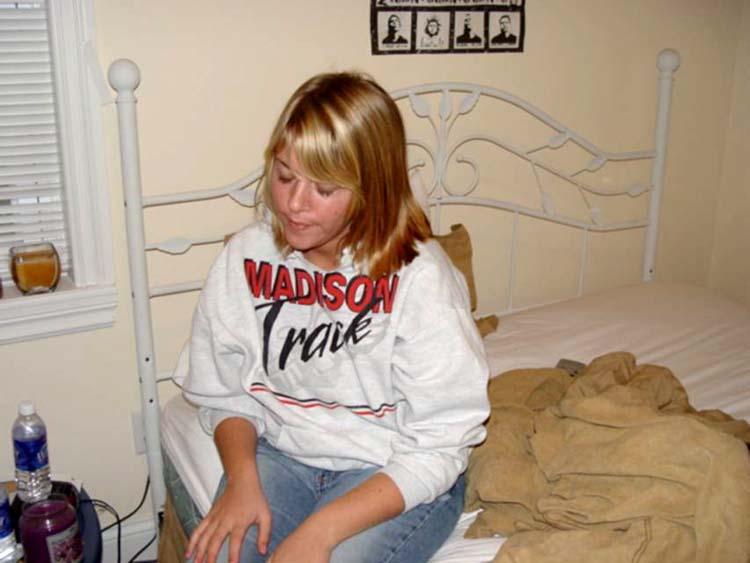 Plump blonde strips in her room - 2