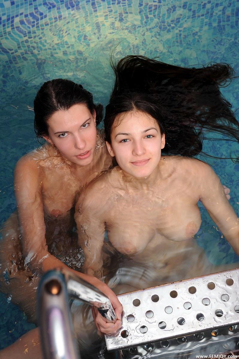 Pool and two young girls - Susi R & Sofie - 4