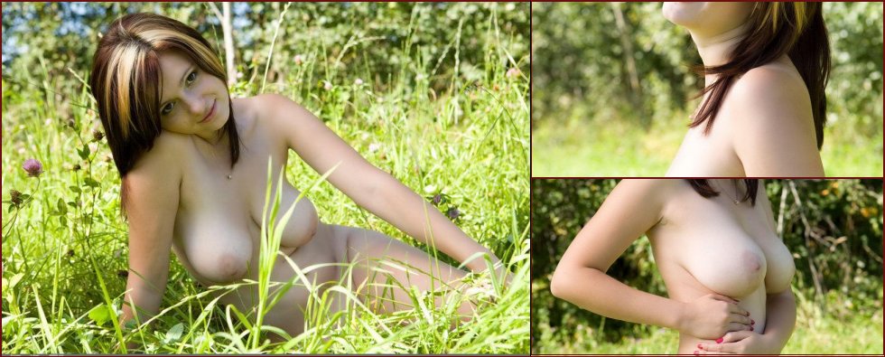 Princess is posing naked on the grass - 14
