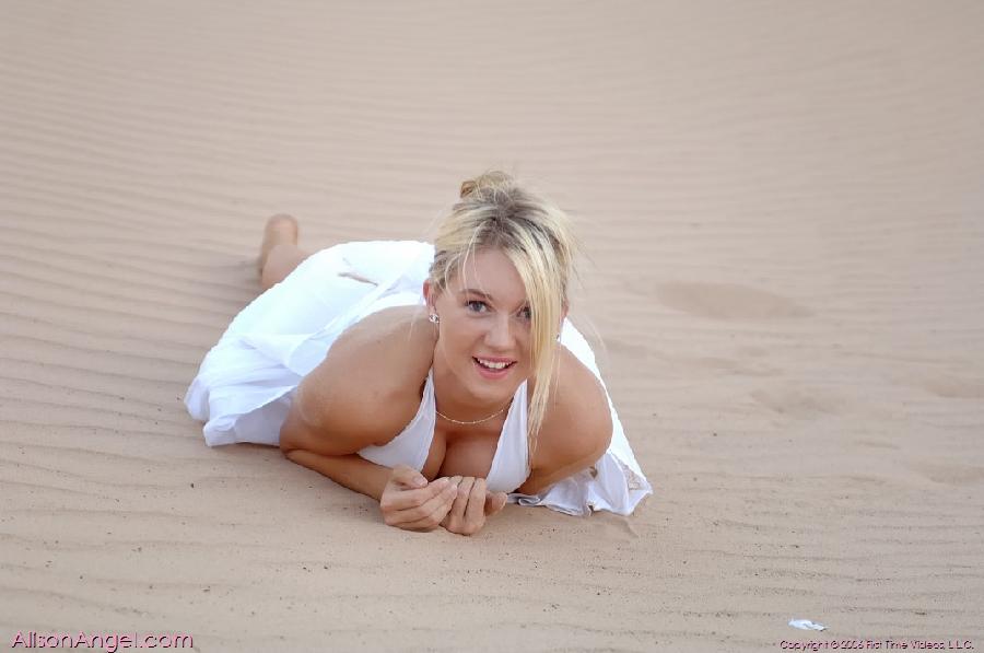 In white dress on the desert - Alison Angel - 3