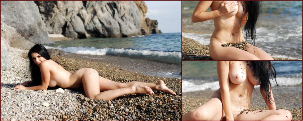 Sensual brunette on rocky beach - Mirela A Part 2 - 2