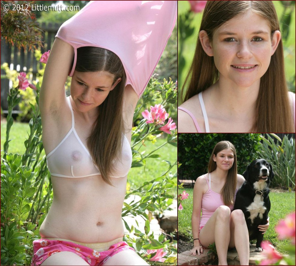 Pretty teen girl strips in garden - Lara Brookes - 41