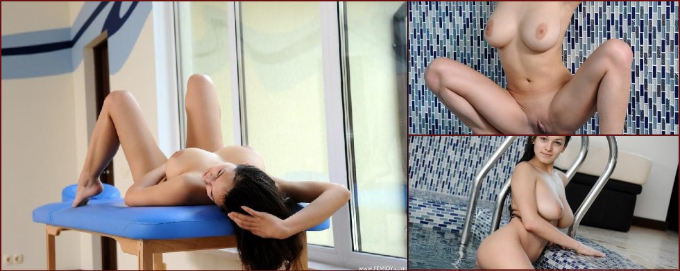 Busty brunette shows her private swimming pool - Sofie - 87