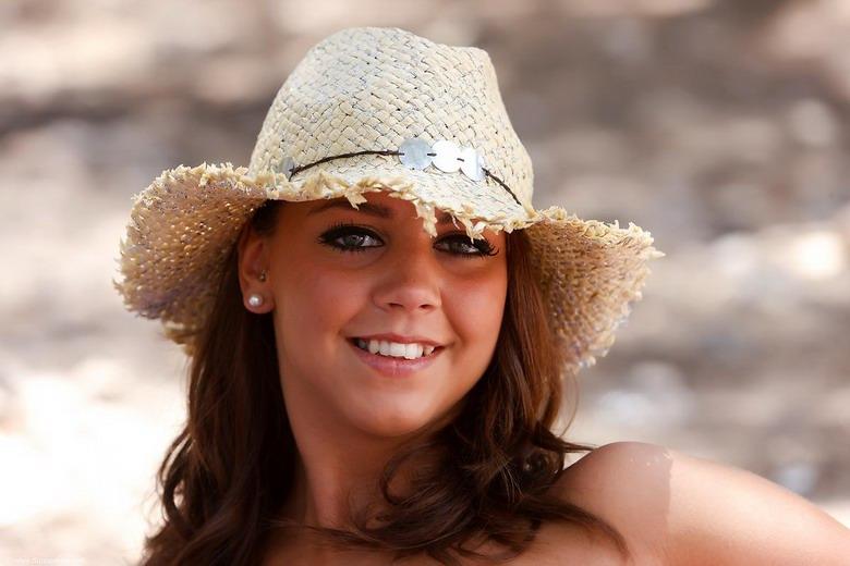 Young Charlene is posing in summer hat - 7