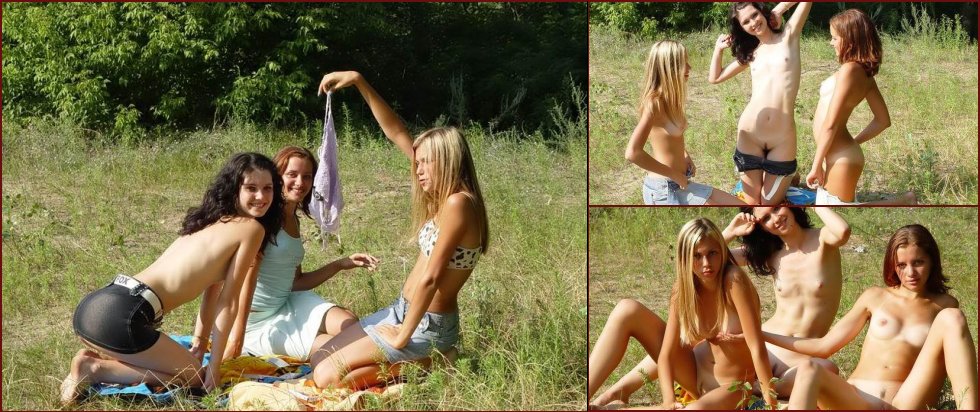 Picnic with three young girls - 1