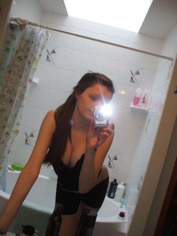 Busty teen and her selfies in bathroom - 2