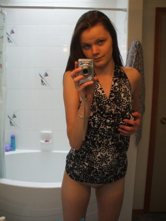 Busty teen and her selfies in bathroom - 4
