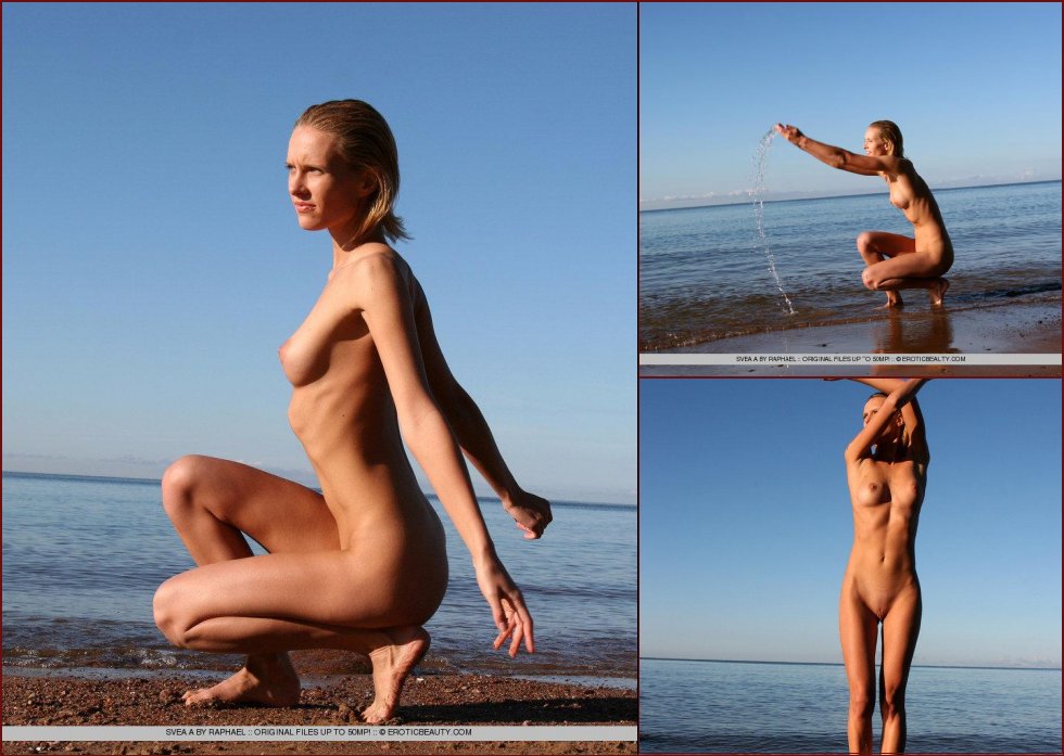 Svea is posing naked on the beach - 30