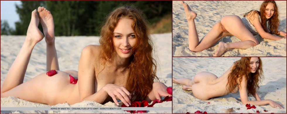 Redhead Asprid is relaxing on the beach - 31