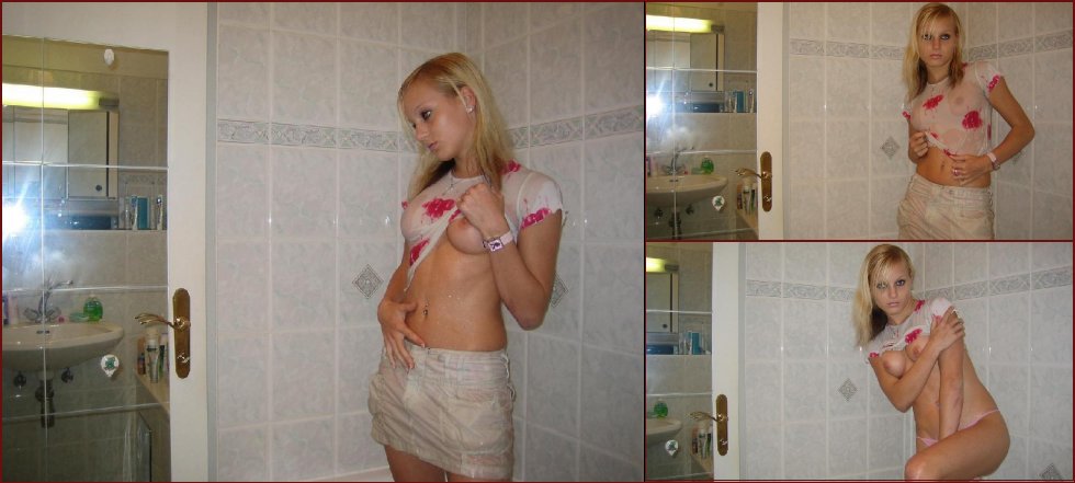 Cute teen girl is taking a shower - 59