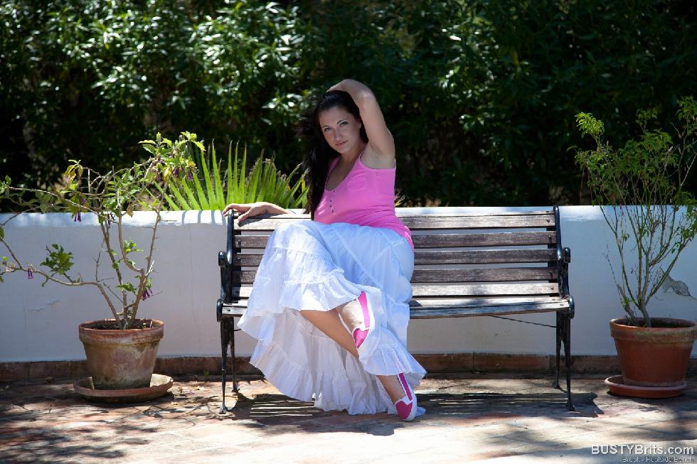 Outdoor striptease on the bench - Brook - 1