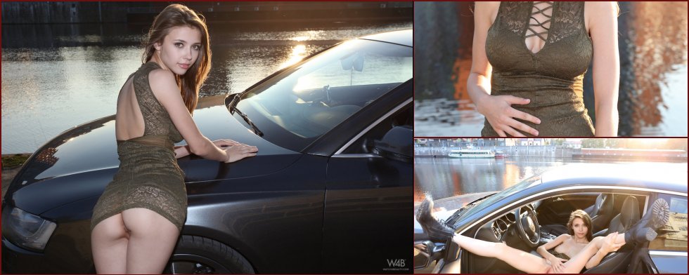 Fantastic young girl is posing by a car - Milla - 8