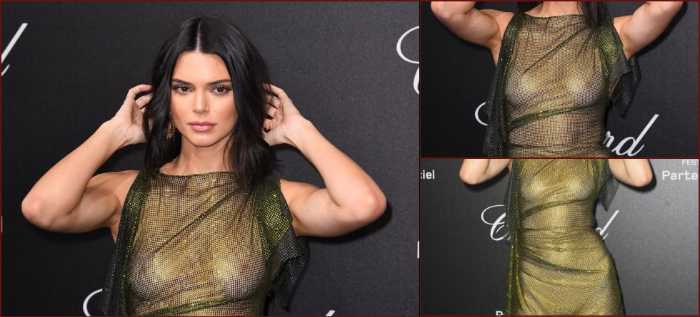 Kendall Jenner is showing tits in transparent dress - 14