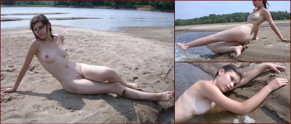 Naked, young girl on the beach - 80