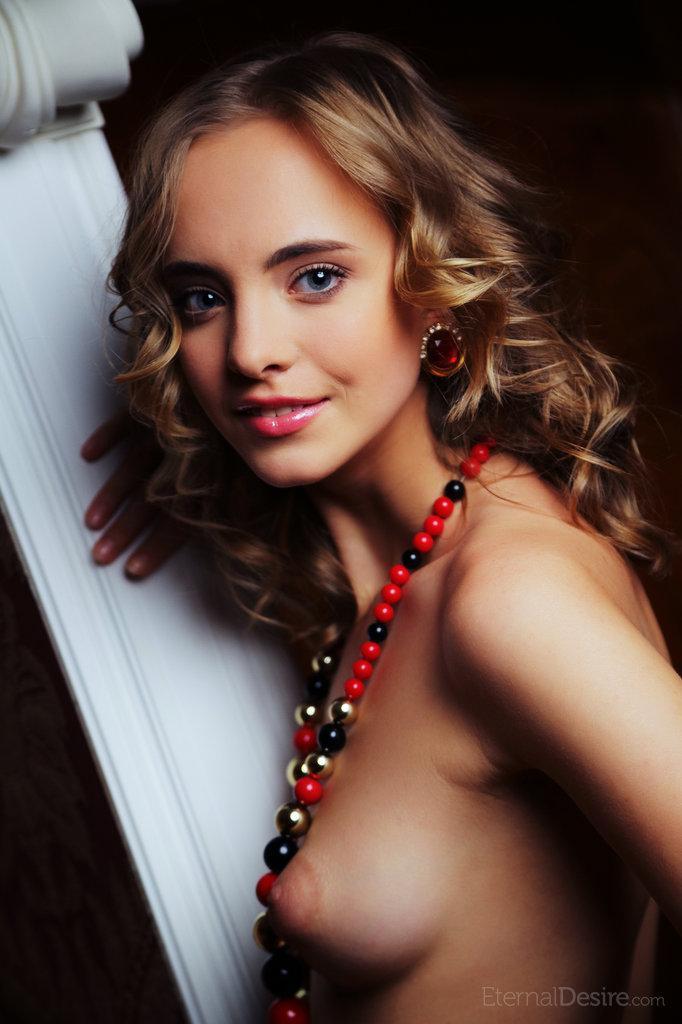 Lovely Rachel Blau is posing with long necklace - 14
