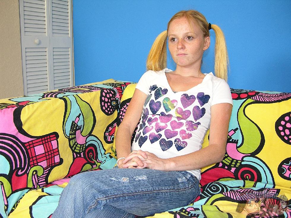 Tiny, blonde teen with cute pigtails - Alissa - 1