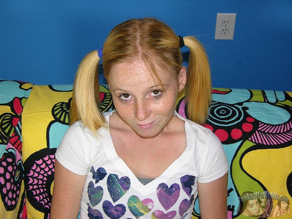 Tiny, blonde teen with cute pigtails - Alissa - 3