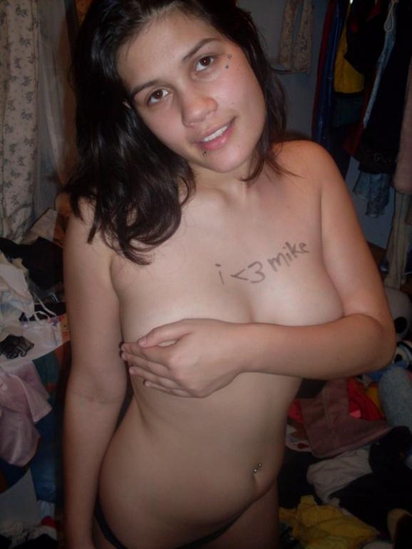 Young Latina shows her big, natural boobs - 17