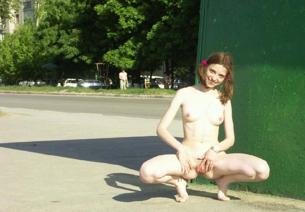 Cute teen is posing naked in public place - 10