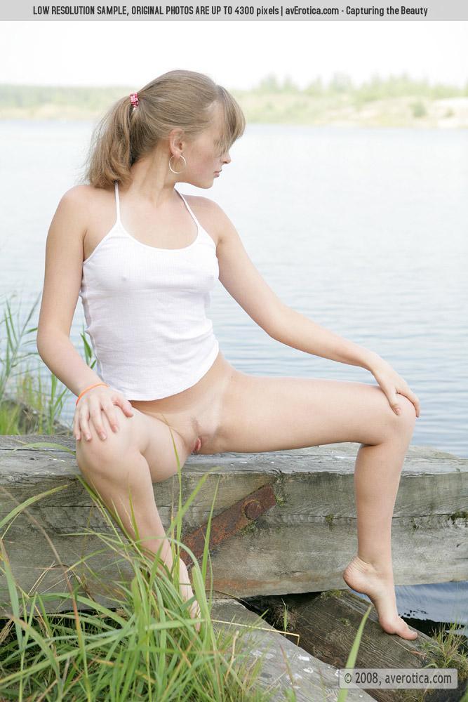 Sweet Nusia is posing once again by the lake - 10