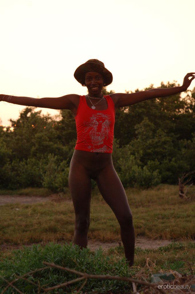 Slim ebony is posing at sunset - Maria - 13