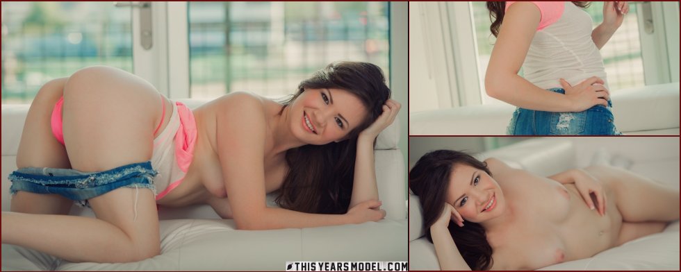 Lovely Alison Rey is posing on the sofa - 55