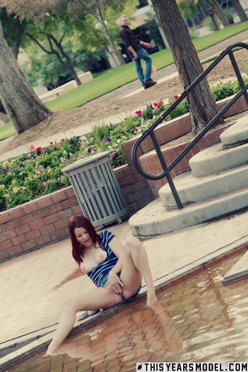 Lovely redhead is posing in public places - Mindy Corin - 15