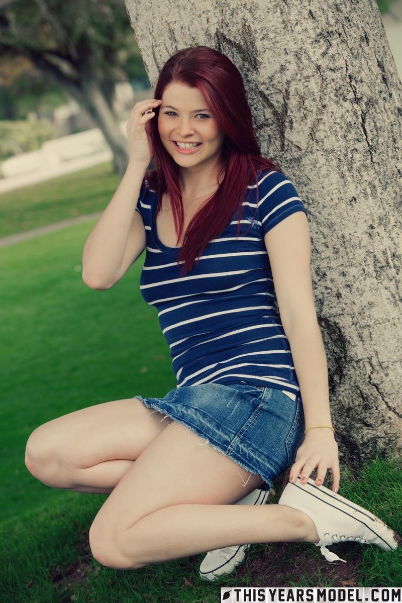 Lovely redhead is posing in public places - Mindy Corin - 2