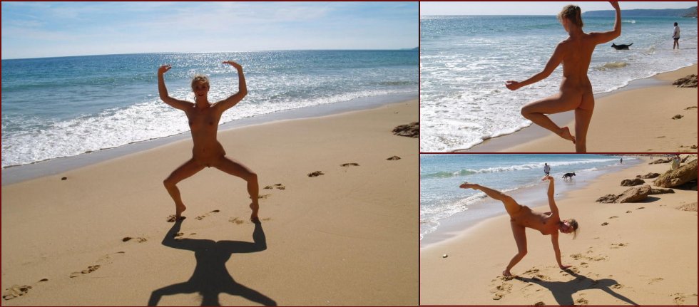 Yoga on the beach with naked amateur - 11
