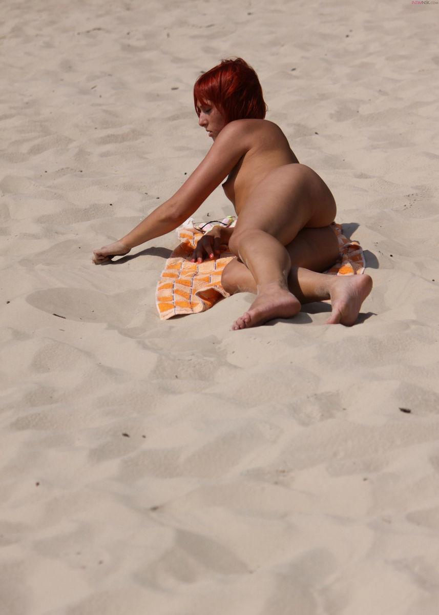 Red-haired amateur is sunbathing on the beach. Part 4 - 2