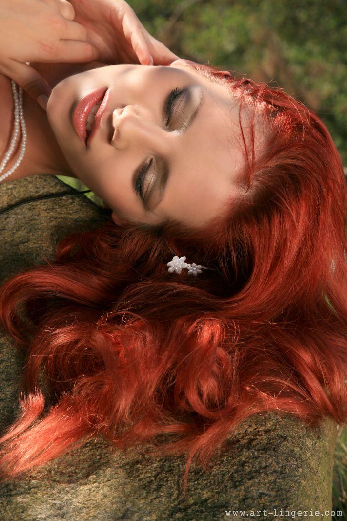 Red-haired Ariel is tempting in white underwear outdoor - 13