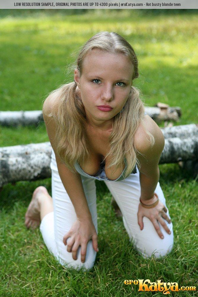 Cute blonde with two ponytails - Katya - 16