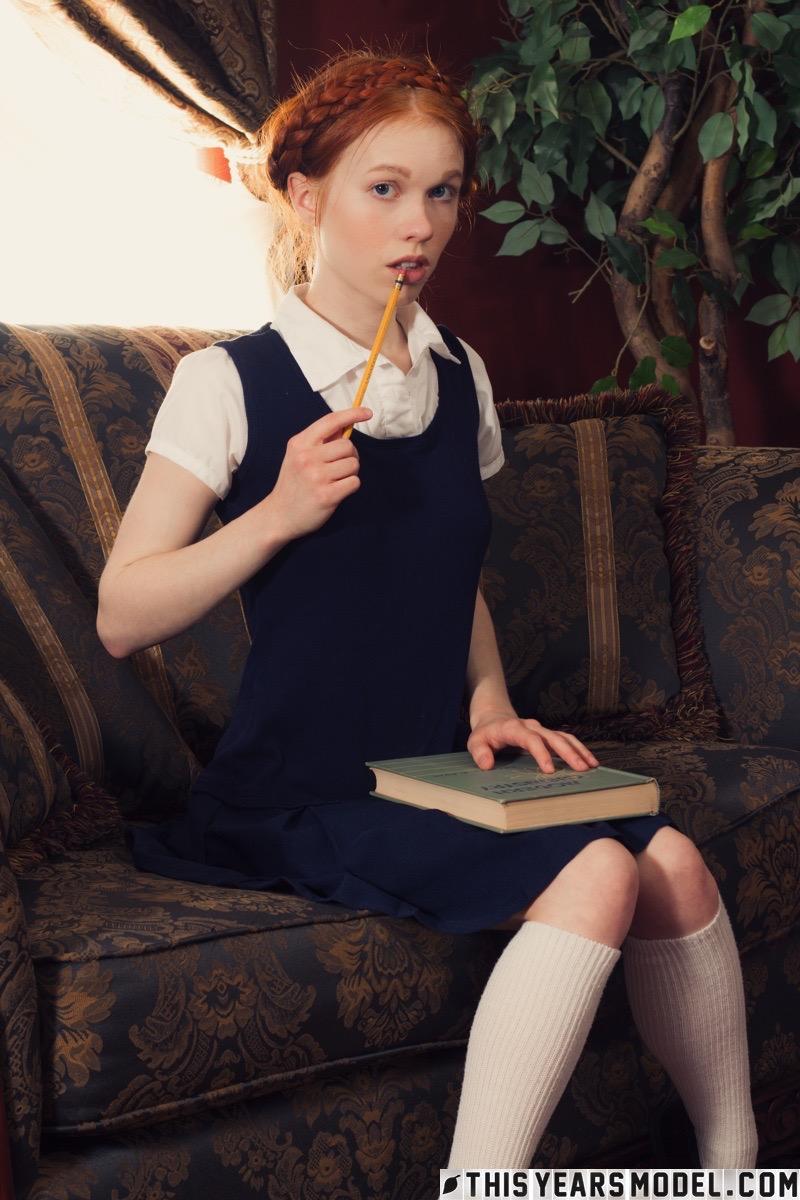 Red-haired schoolgirl is taking off her clothes - Dolly Little - 2