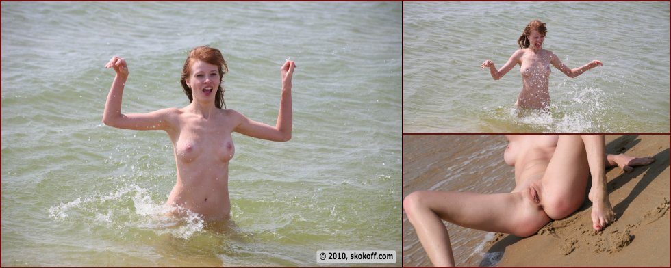 Red-haired Archi is posing on the beach - 47