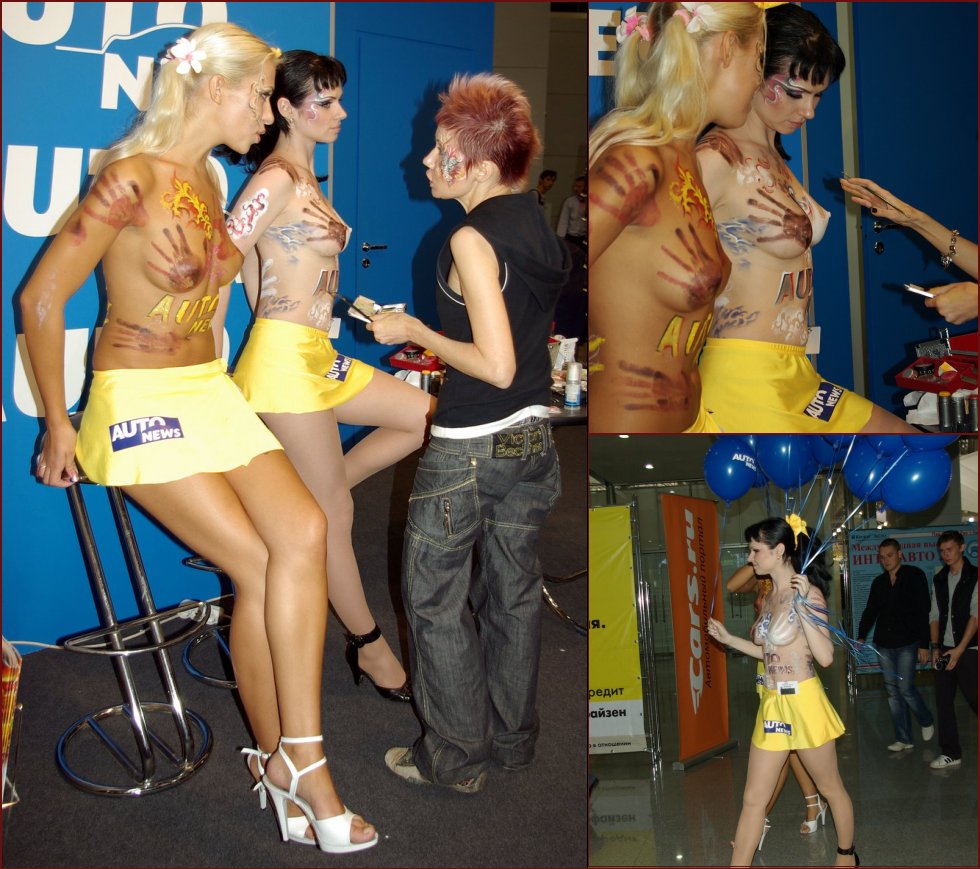 Bodypainting show with two girls. Part 2 - 2