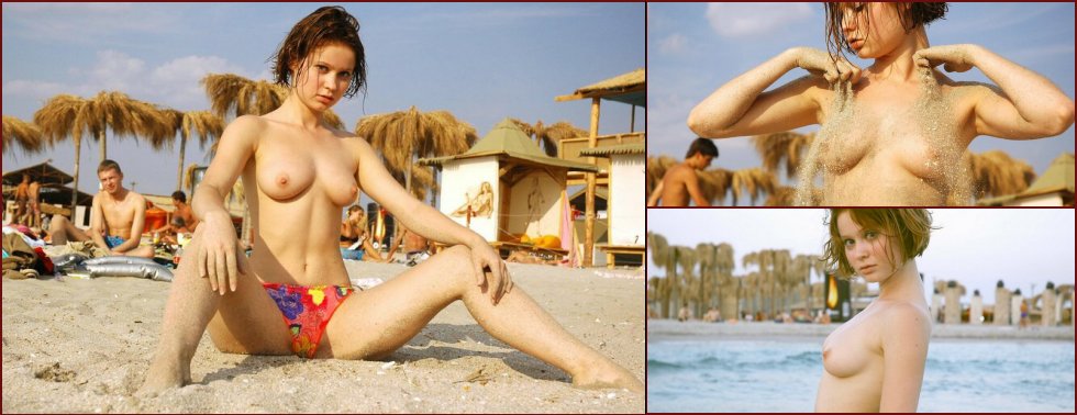 Pretty amateur is posing on the beach - 81