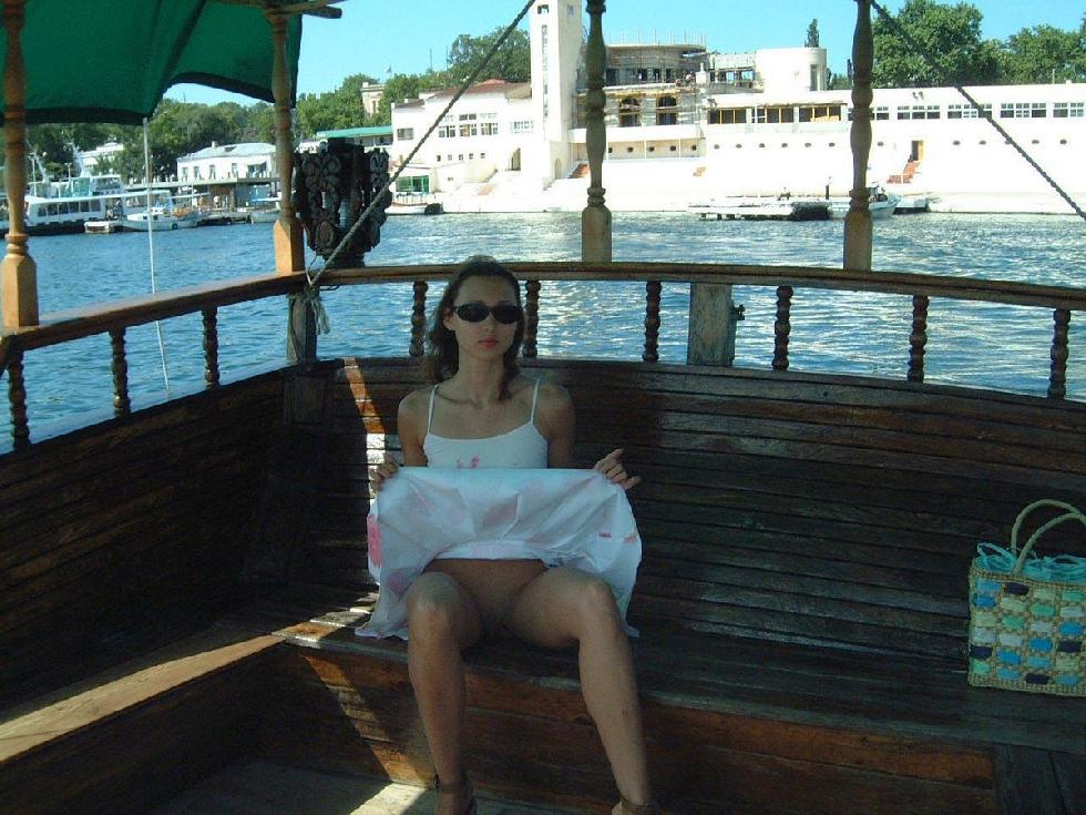 Young Julia is posing on the old boat. Part 1 - 2