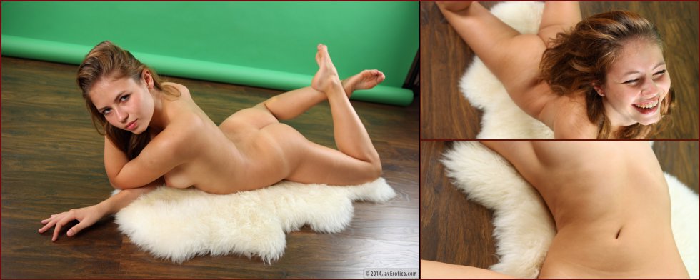 Naked Amy is posing on the white fur - 109