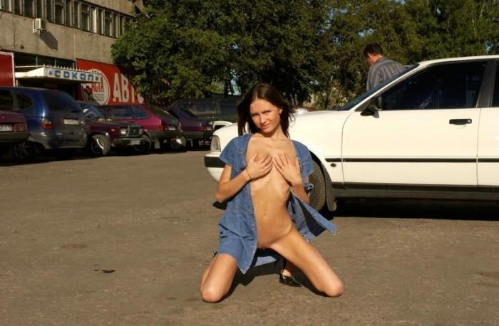 Pretty girl is posing on the street. Part 2 - 3