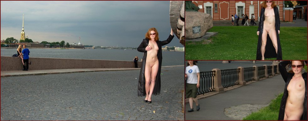 Red-haired amateur is posing in black coat. Part 1 - 1