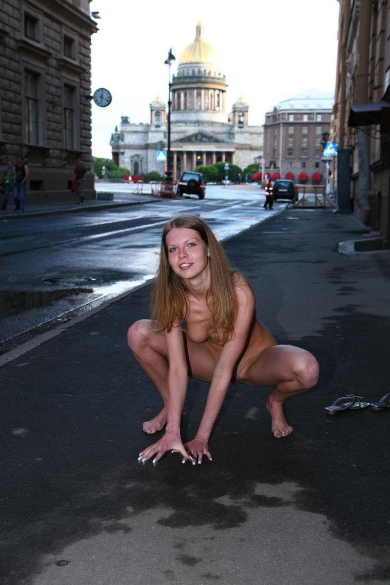 Olga is posing on the street. Part 2 - 4