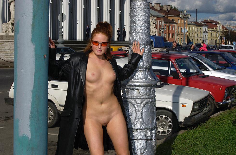 Red-haired amateur is posing in black coat. Part 2 - 1